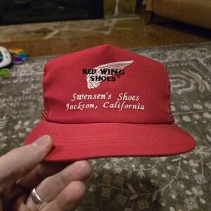 Red Wing Shoes Red Mesh Cap Vintage Jackson, California